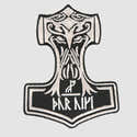 Patch Brodé Thermocollant Mjöllnir (Marteau De Thor) - 8,5x6,5 Cm, Motif Viking - 8