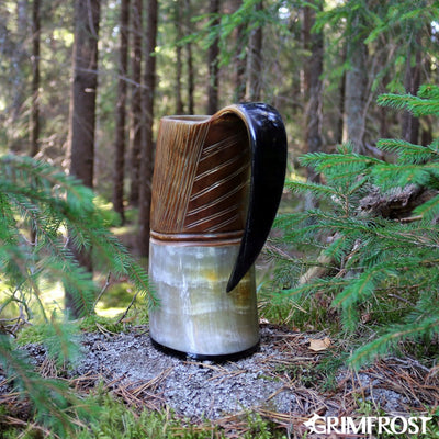 Mugs - Jarl's Horn Mug, Carved - Grimfrost.com