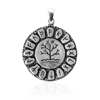 Pendants - Runic Yggdrasil Amulet, Silver - Grimfrost.com