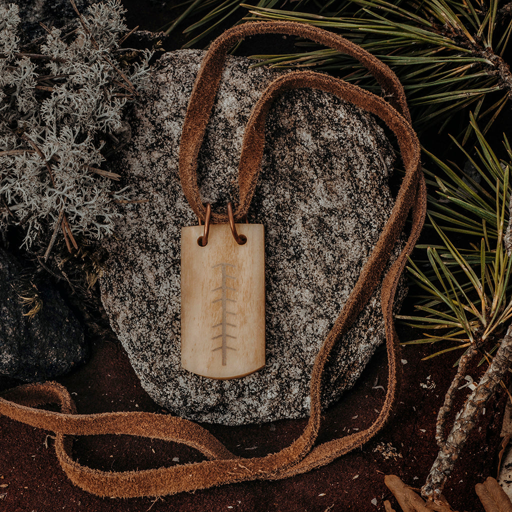 Stacked Tiwaz Amulet, Bone – Grimfrost