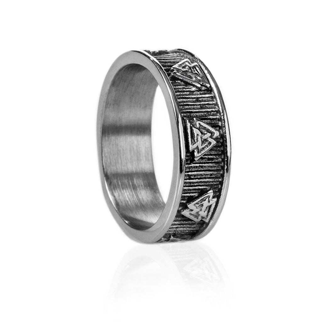 Rings - Valknut Band Ring, Stainless Steel - Grimfrost.com