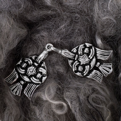Clasps - Raven Clasp, Large, Silvered Bronze - Grimfrost.com