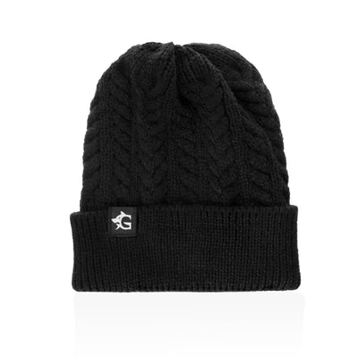Grimfrost Cable Knit Beanie, Black