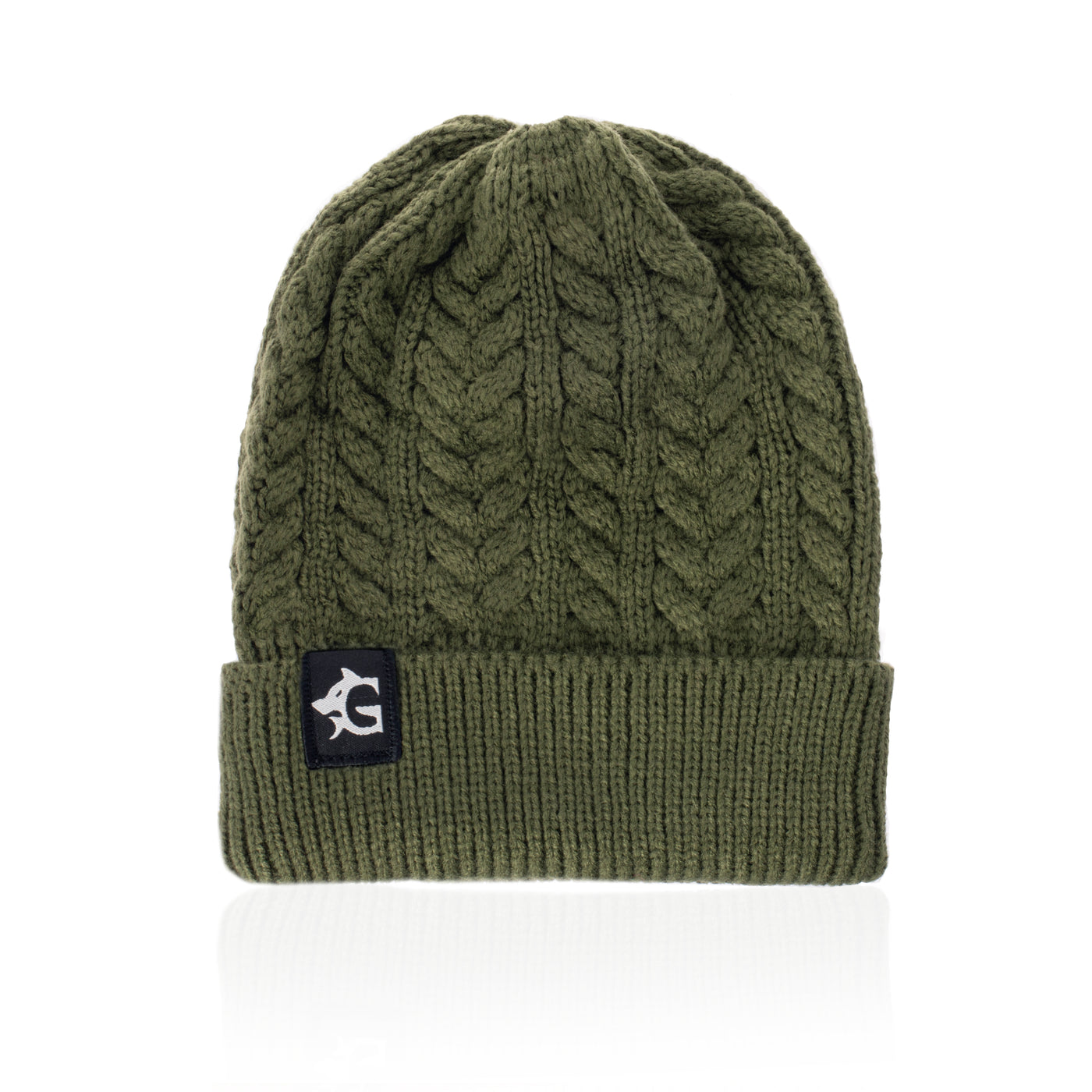 Grimfrost Cable Knit Beanie, Green