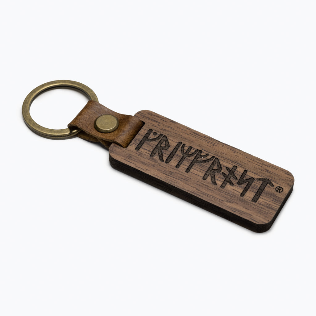 Grimfrost Runic Keychain, Wood