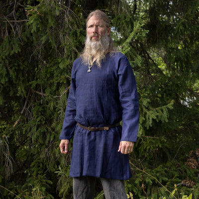 Viking Linen Tunic, Dark Blue