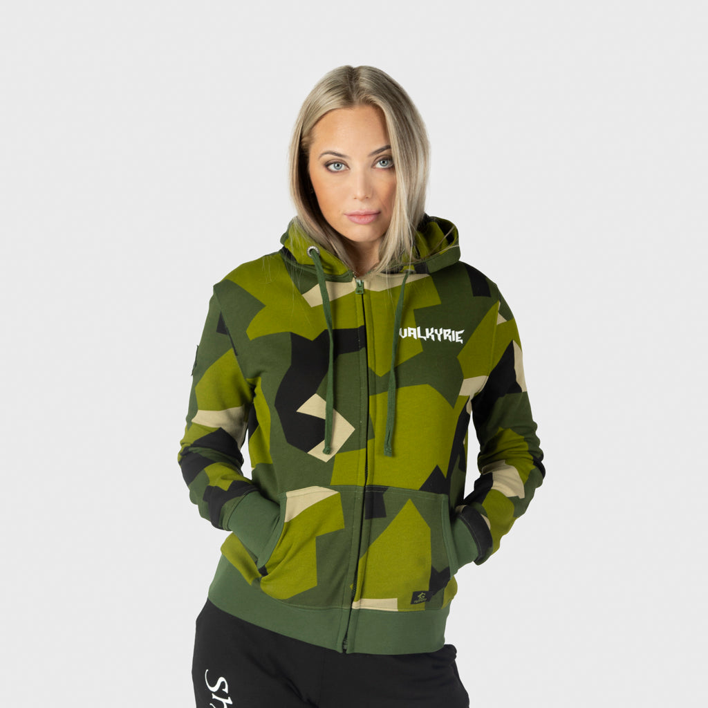 Women's Premium Zip Hoodie, Valkyrie, M90 Green Camo – Grimfrost