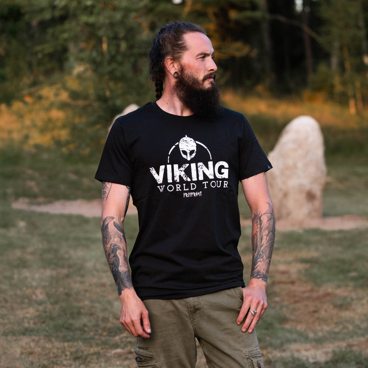 T-shirt Viking World Tour - Homme/Femme - Noir - Coton - Crazy Tee Shirts