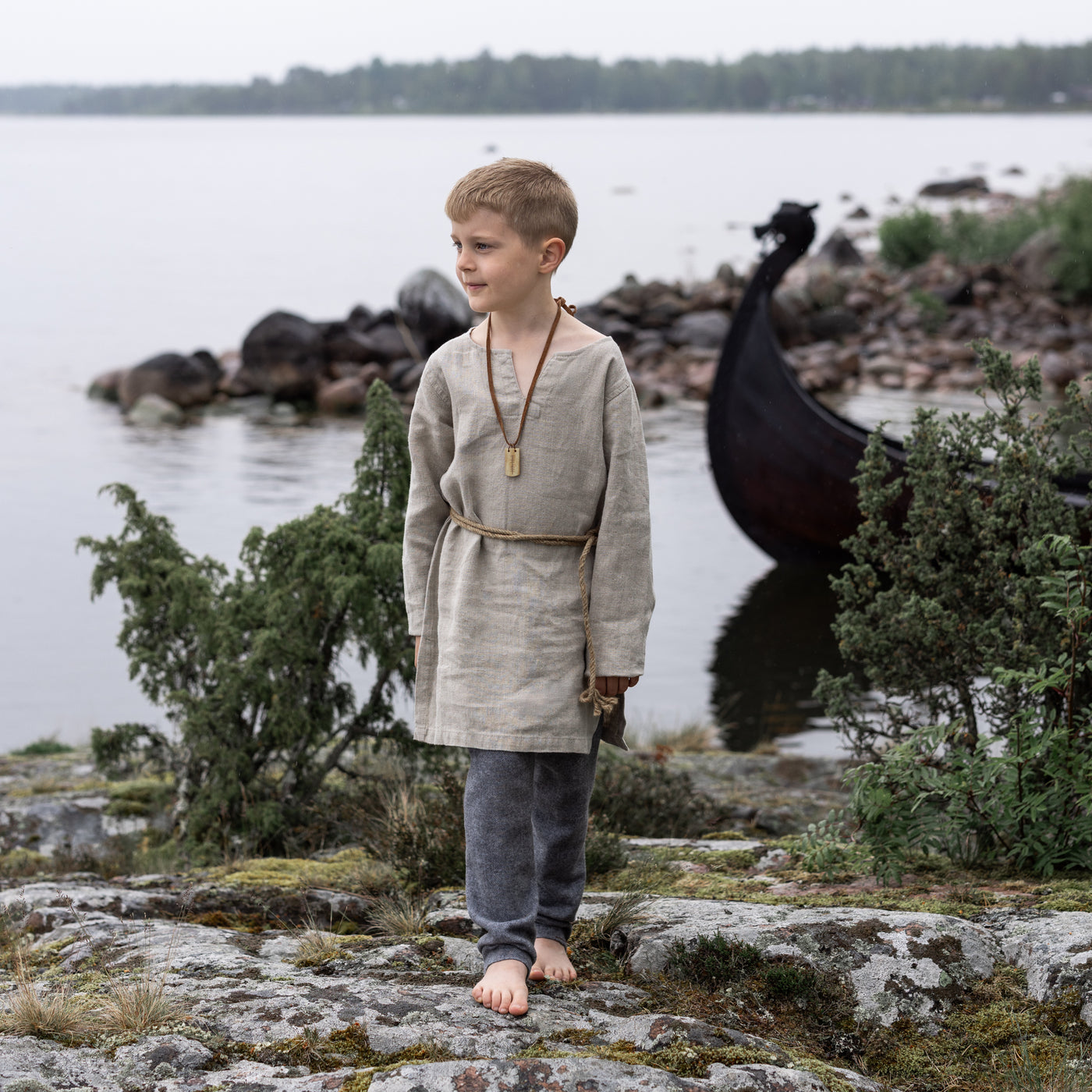 Kids Linen Tunic, Natural