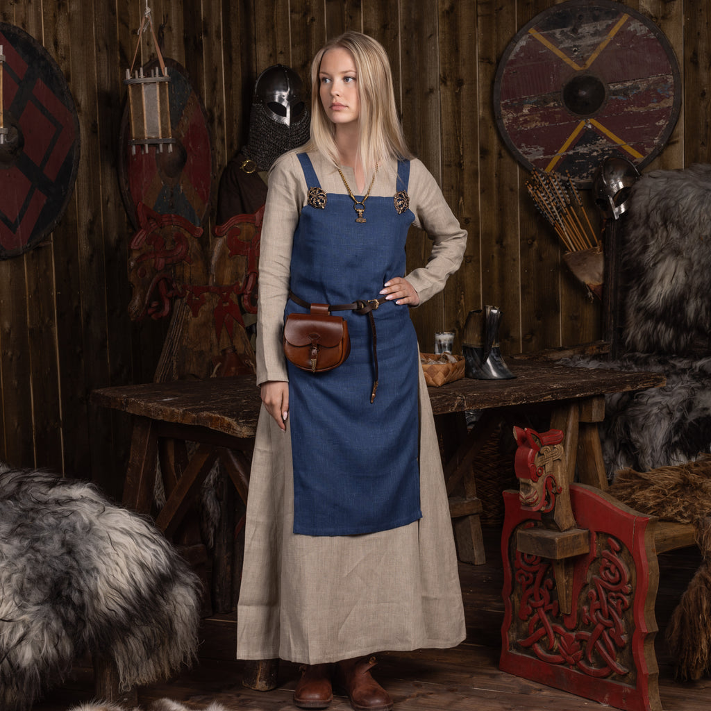 Viking Apron, Linen, Blue – Grimfrost