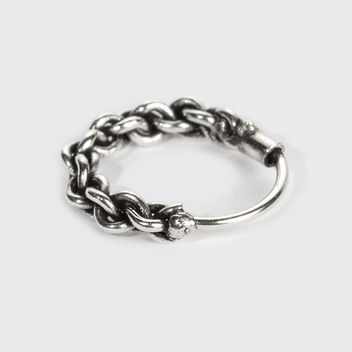 Silver Nose Ring, Braided Design with an oxidized finish – Grimfrost
