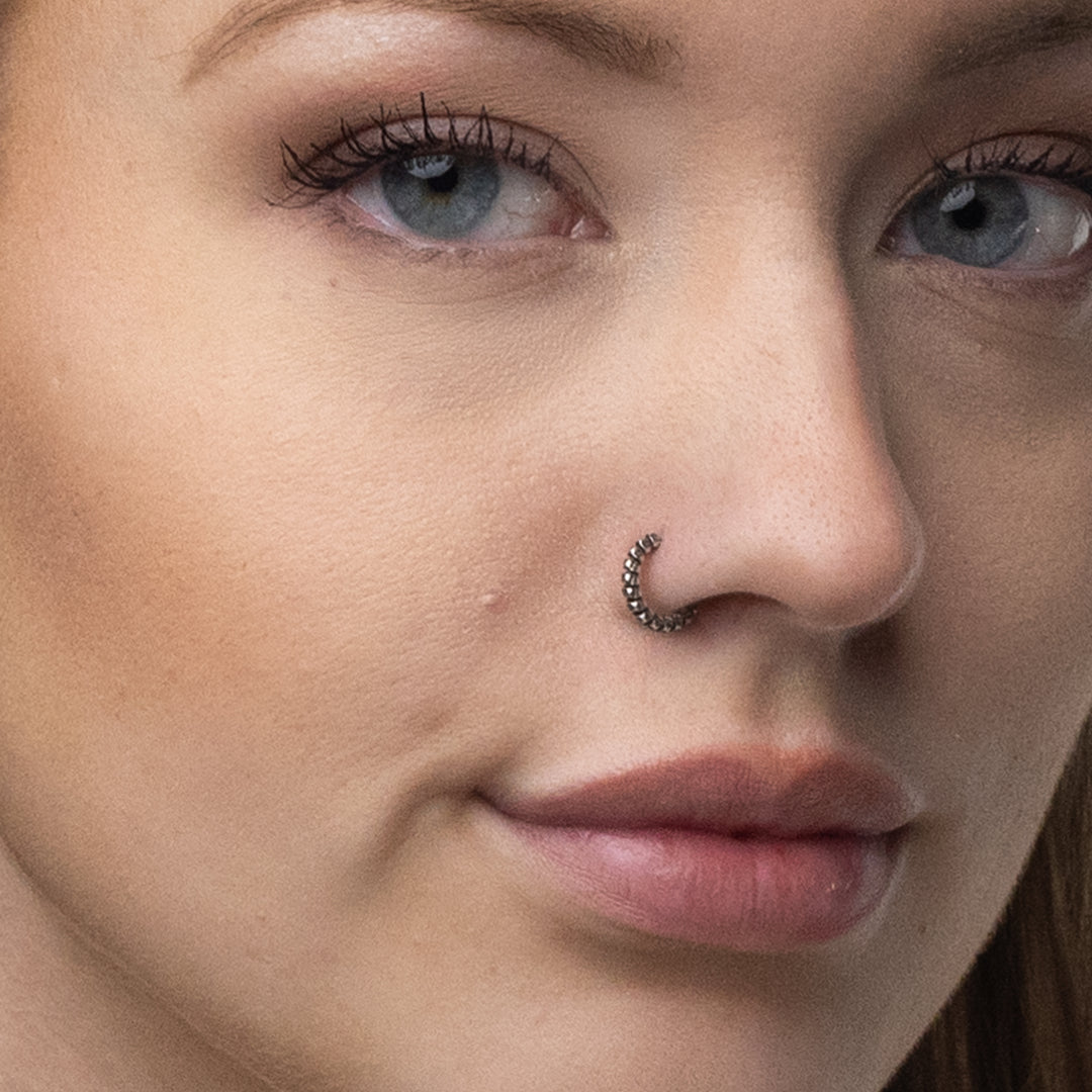 Silver Nose Ring, Segmented Design with an oxidized finish – Grimfrost