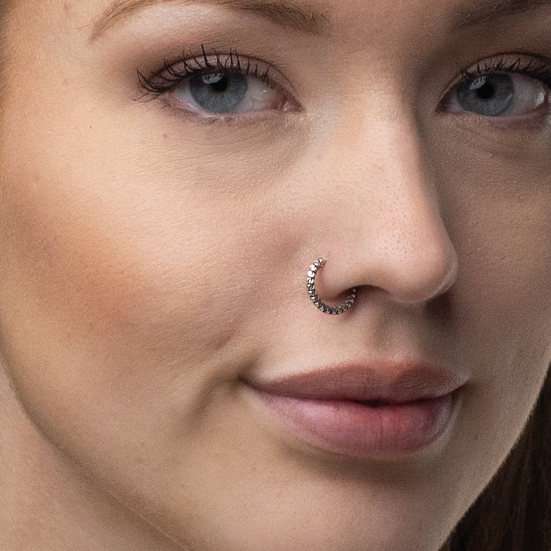 Silver Nose Ring, Segmented Design with an oxidized finish – Grimfrost