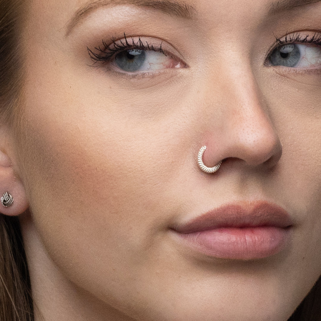 Silver Nose Ring, Cabel-knit Design – Grimfrost