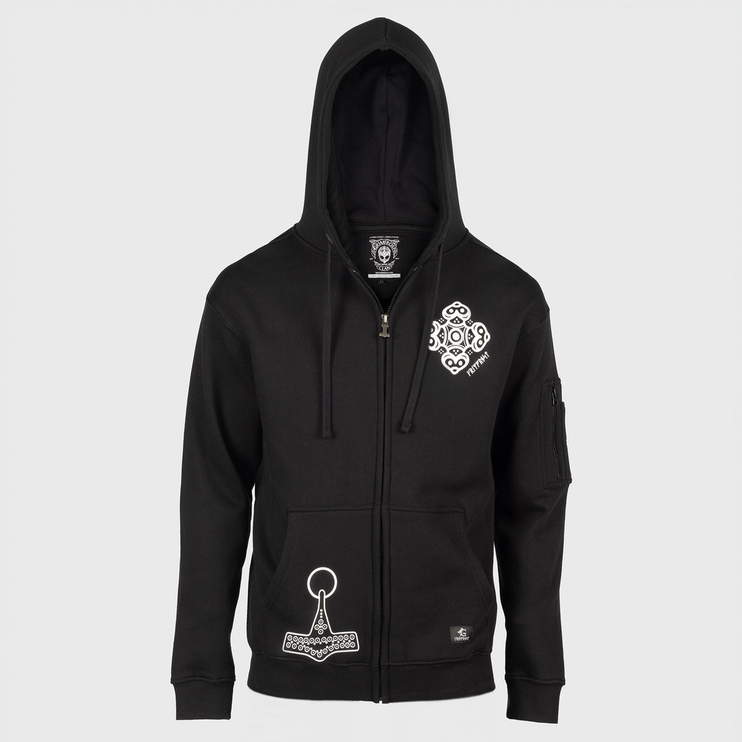Premium Zip Hoodie, Odin, Black – Grimfrost