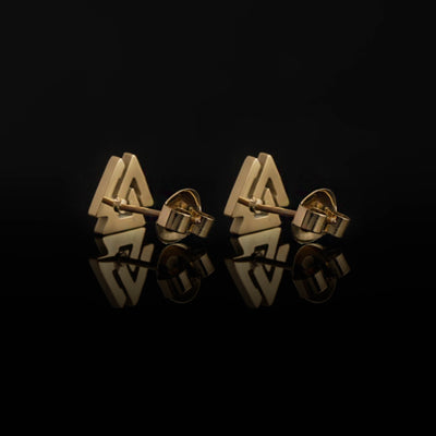 Stud Earring, Valknut Gold Plated