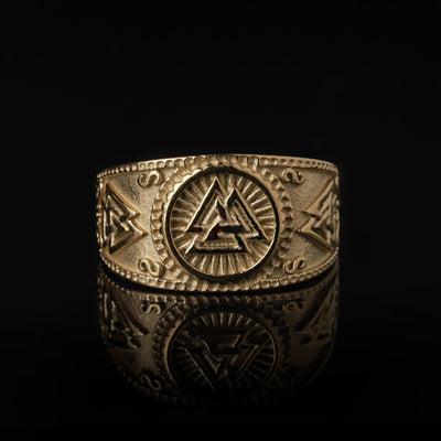 Valknut Ring, Gold Plated