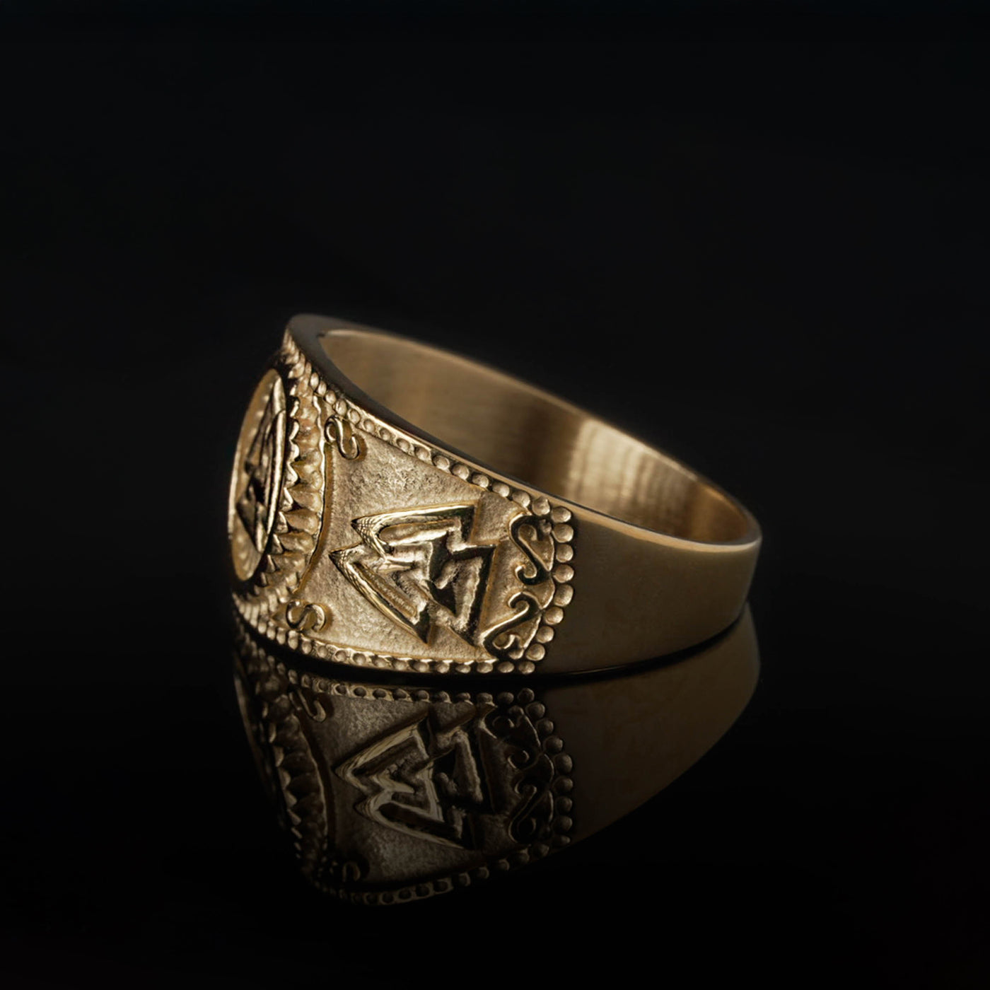 Valknut Ring, Gold Plated