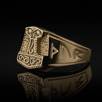 Mjolnir Ring, Gold Plated