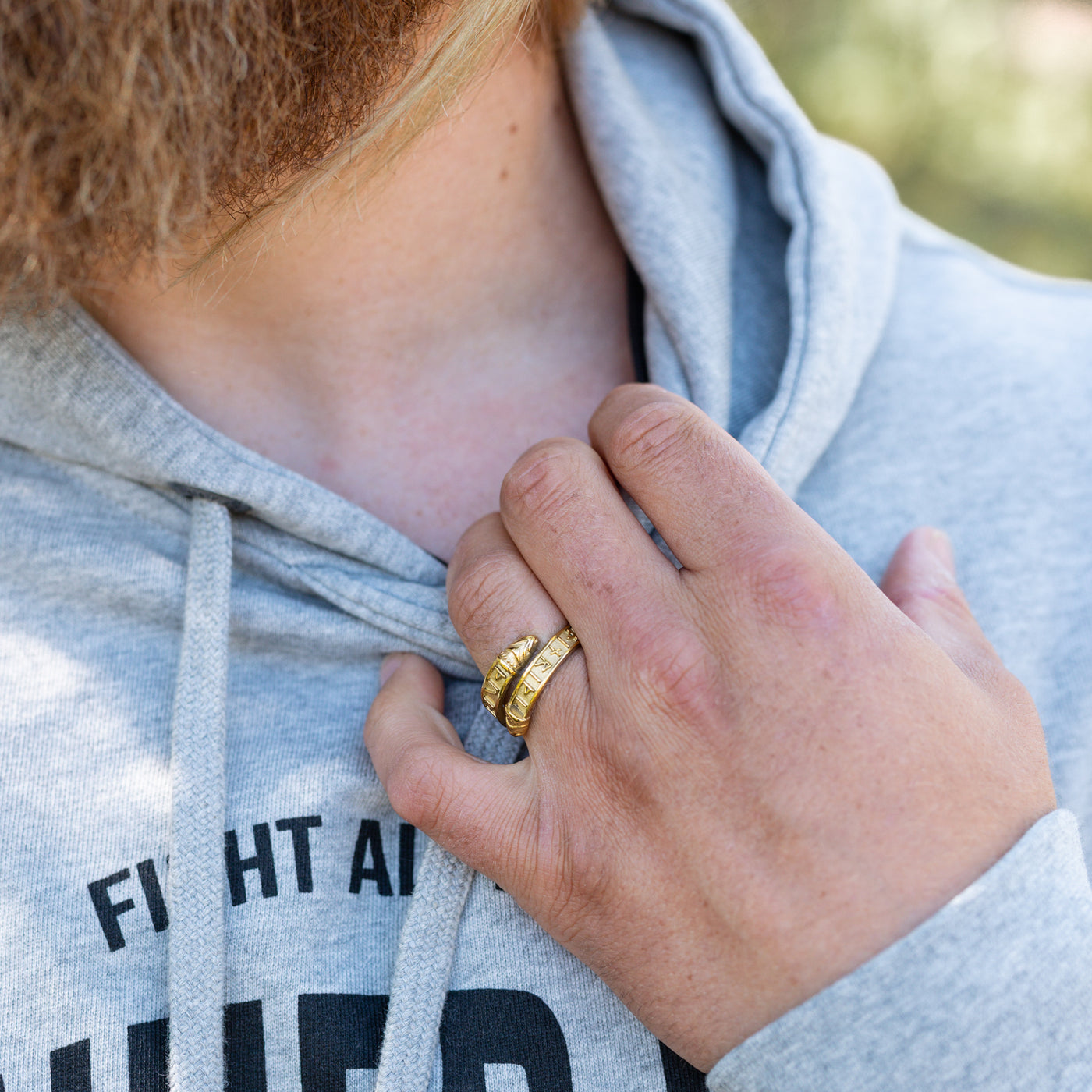 Thor Lindworm Ring, Gold Plated