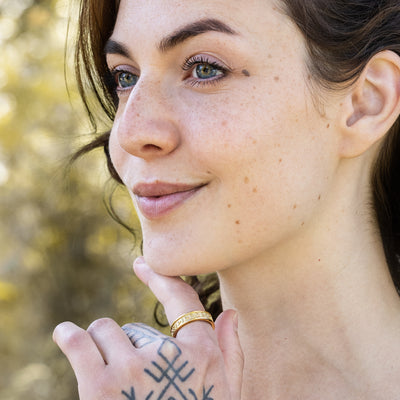 Thor Rune Band Ring, Gold Plated