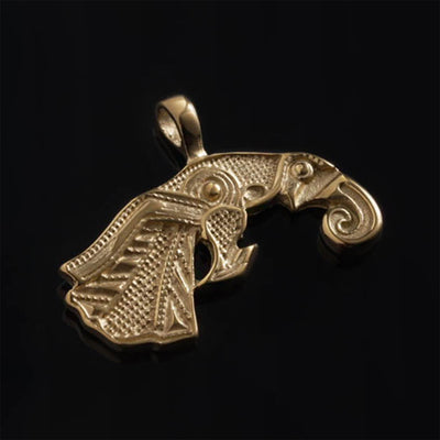 Raven of Odin Pendant, Gold Plated