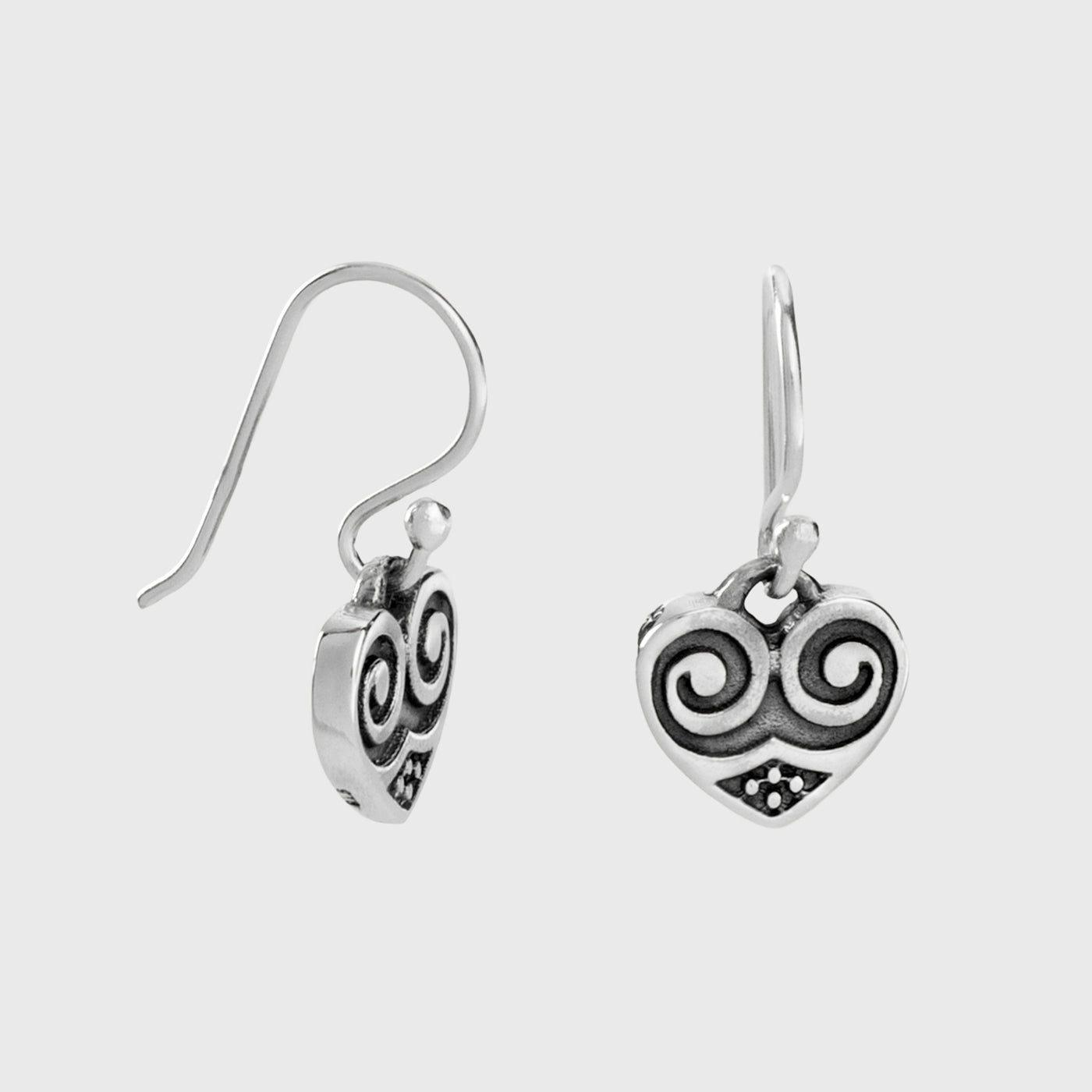 Birka Heart Earrings, Silver
