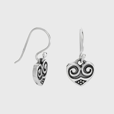 Birka Heart Earrings, Silver
