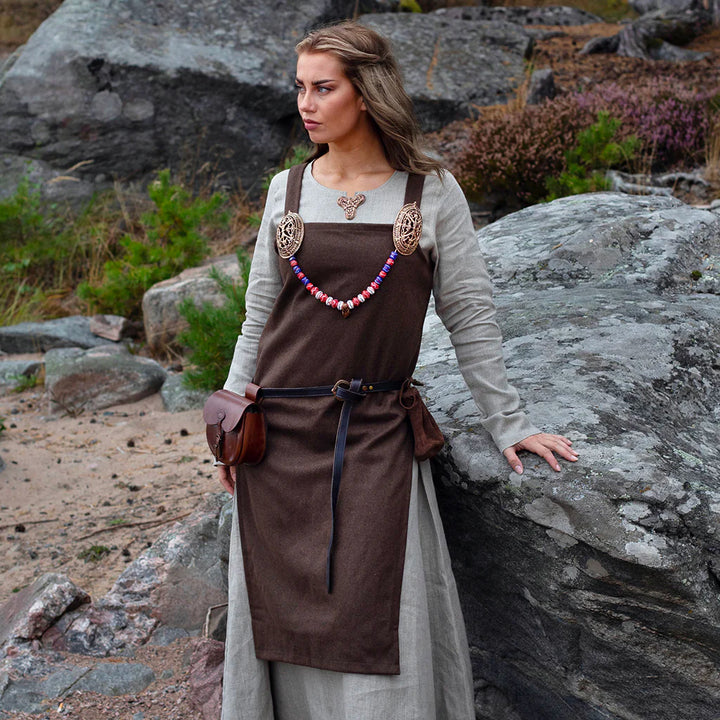 brown apron dress Linen Apron Mini Dress | Sustainable European Flax Linen