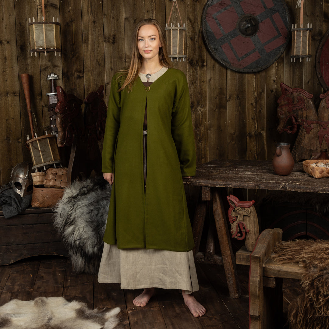 green viking dress Olive Green Velvet Long Sleeve Skater fit n flare Dress Medium main image 0