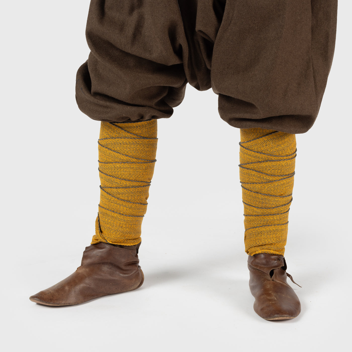 Viking Leg Wraps, Handwoven, Yellow and Grey