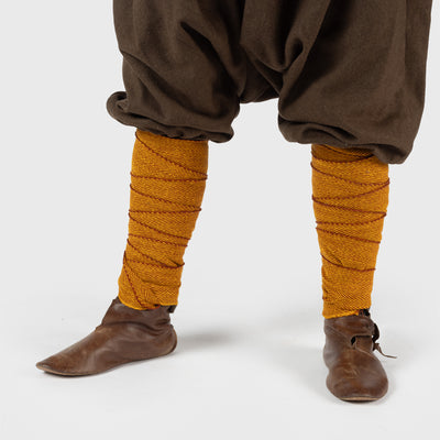 Viking Leg Wraps, Handwoven, Yellow and Red