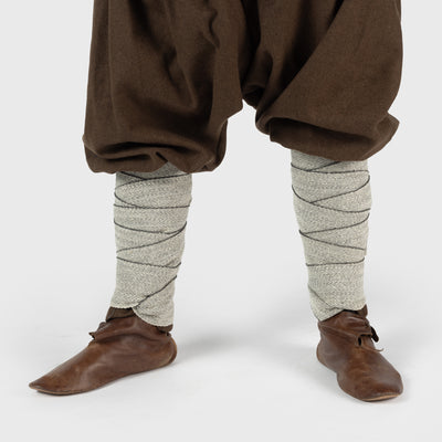 Viking Leg Wraps, Handwoven, White and Grey