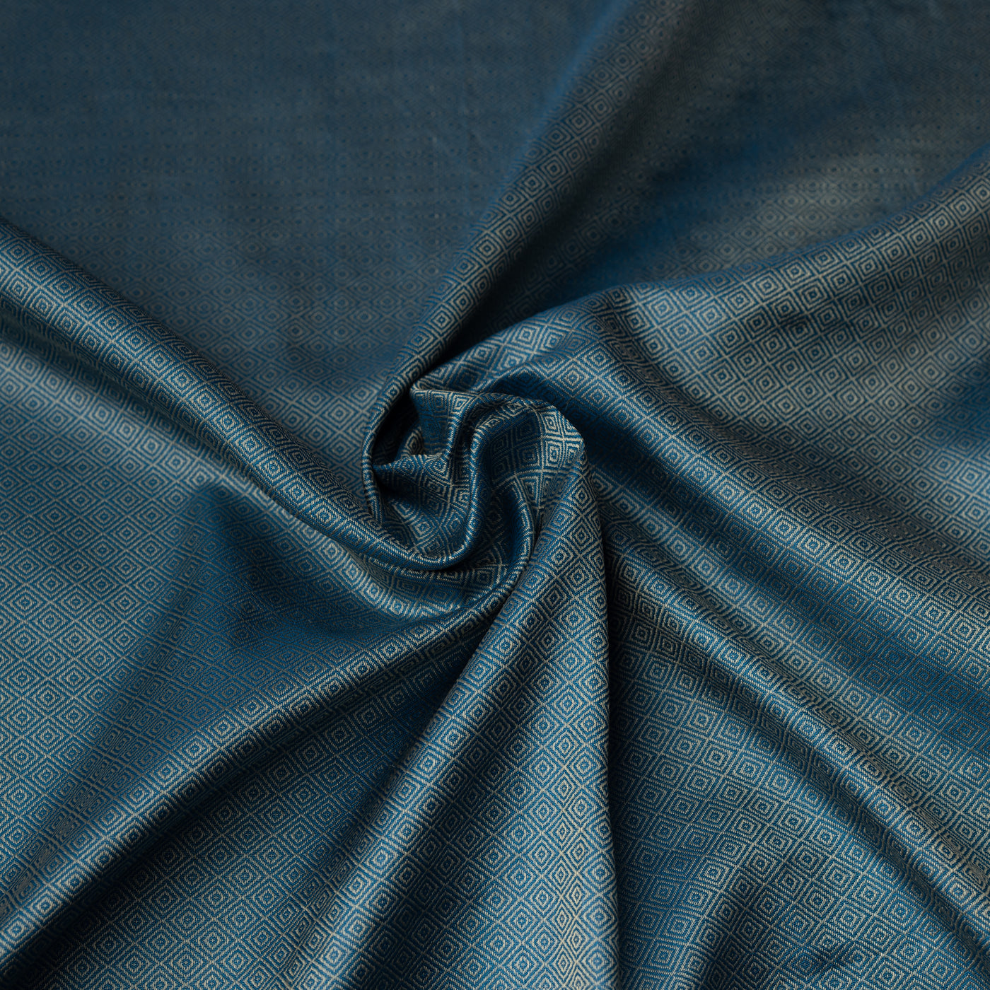 Diamond Twill Silk, Handwoven, Blue