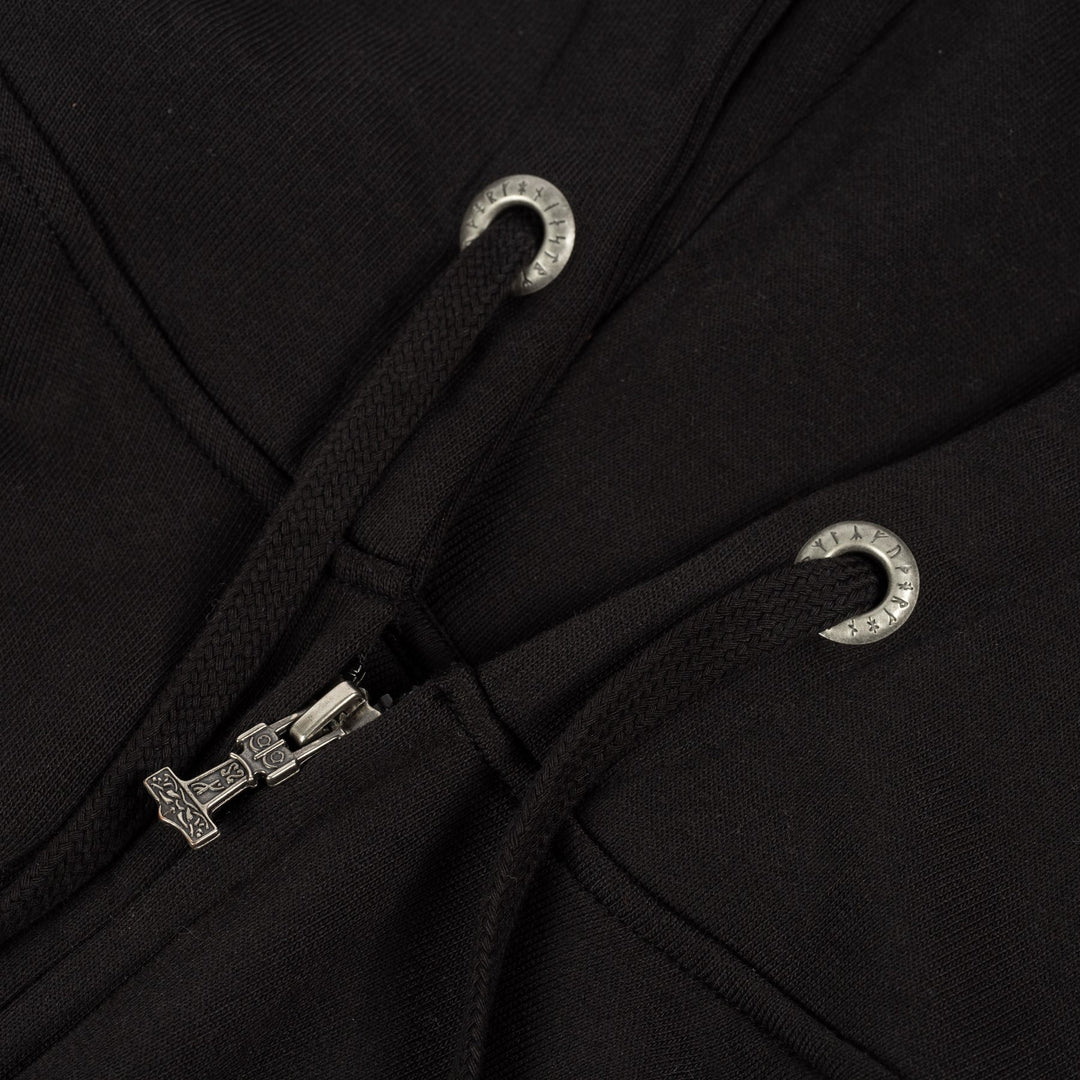 Premium Zip Hoodie, Runestone, Black – Grimfrost