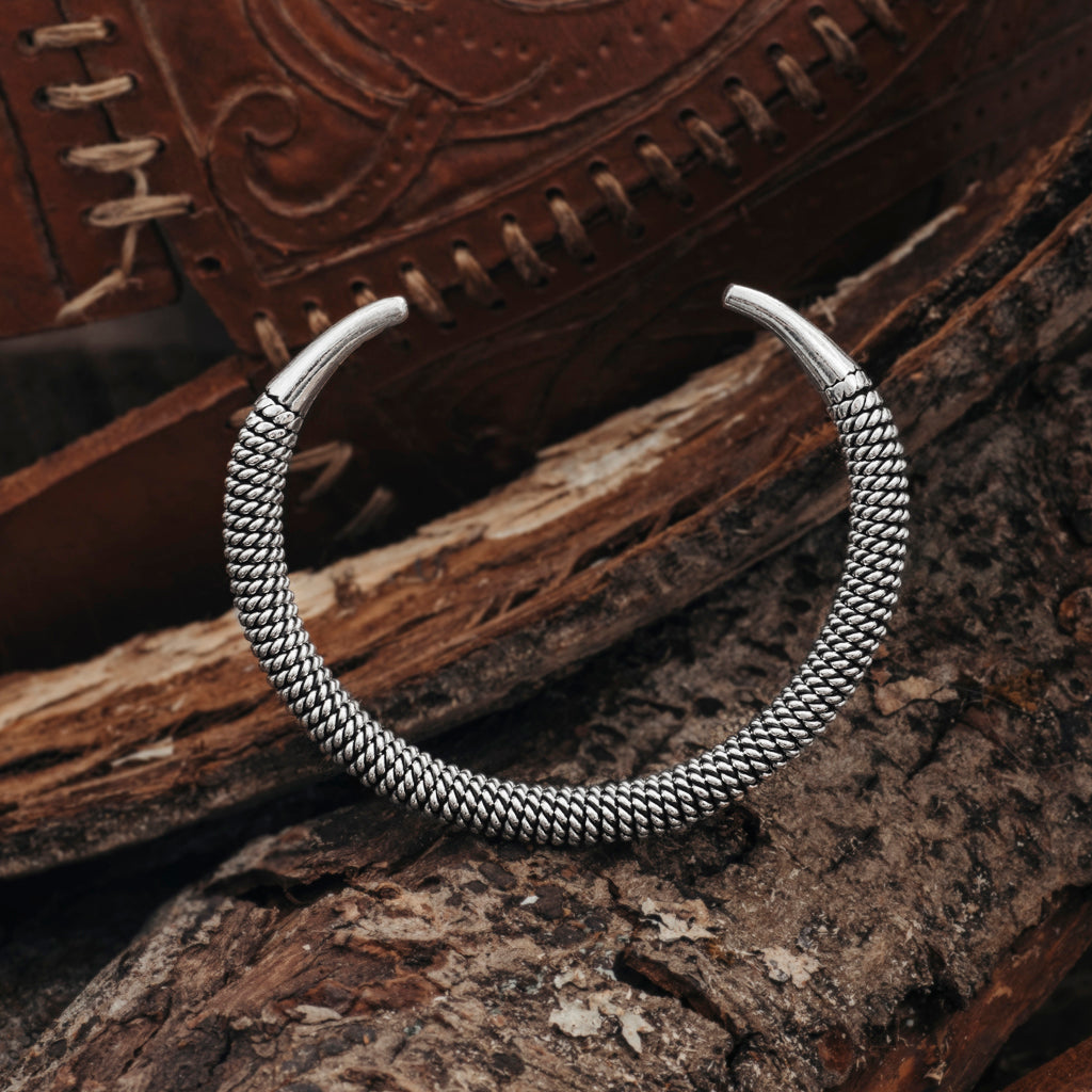 Arm Rings - Woven Bracelet, Silver - Grimfrost.com