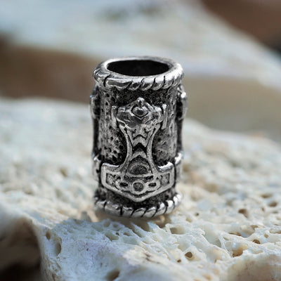 Beard Rings - Mjolnir Beard Ring, Silver - Grimfrost.com