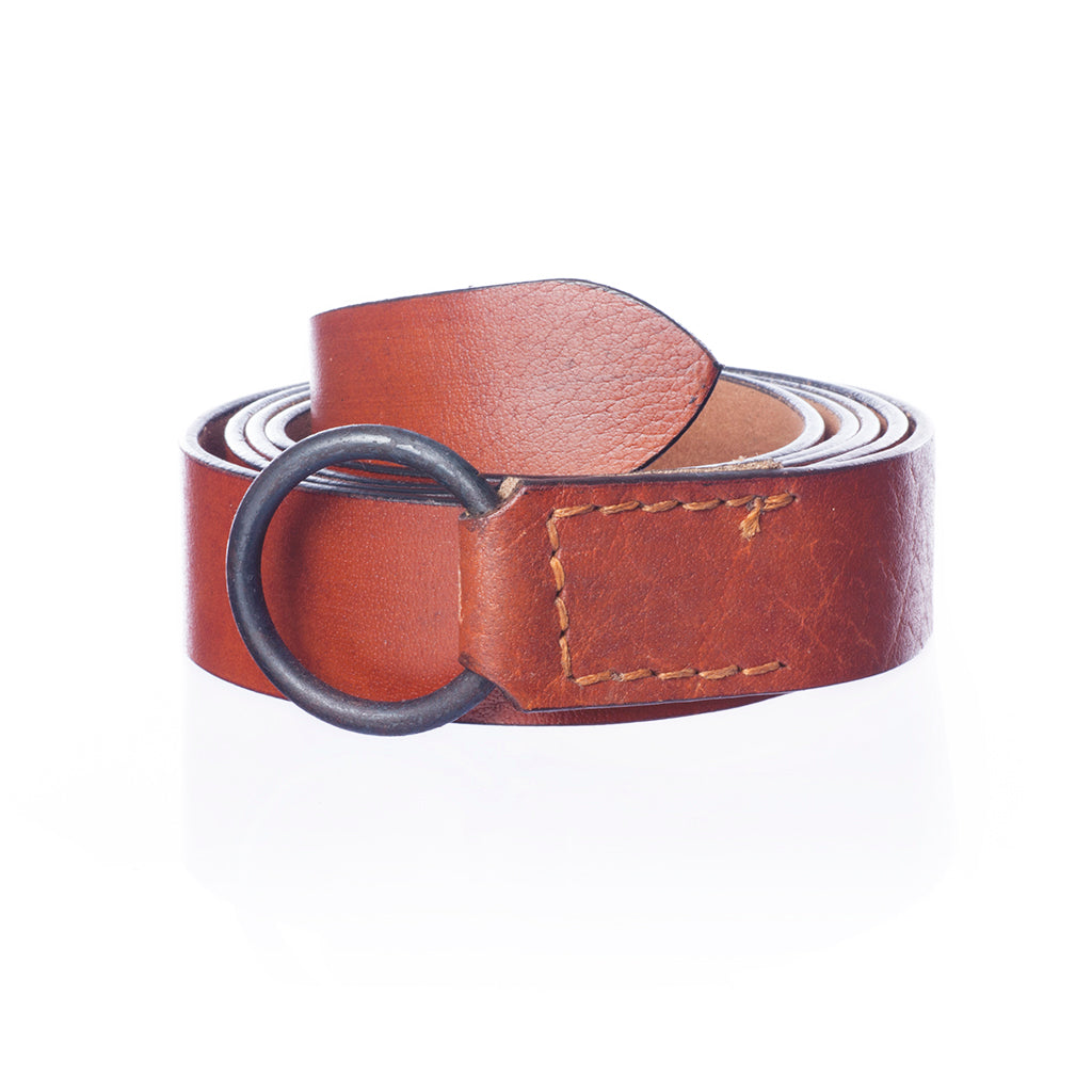 Belts - Viking Leather Belt, Iron Ring - Grimfrost.com