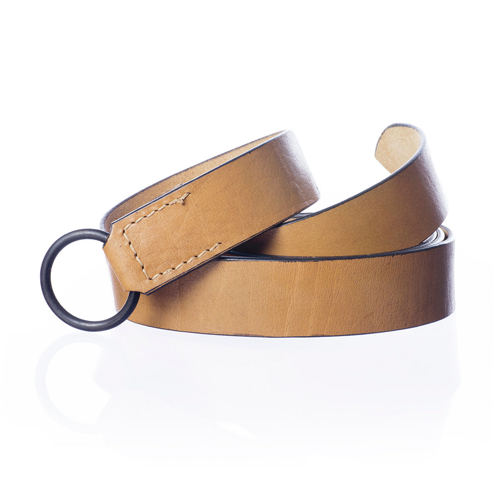 Belts - Viking Leather Belt, Iron Ring - Grimfrost.com