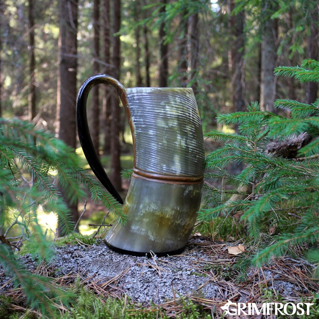 Mugs - Jarl's Horn Mug, Carved - Grimfrost.com
