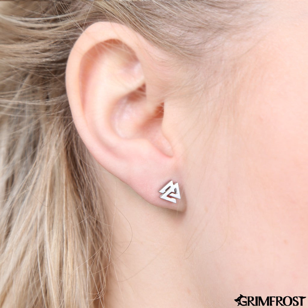 Earrings - Stud Earring, Valknut - Grimfrost.com