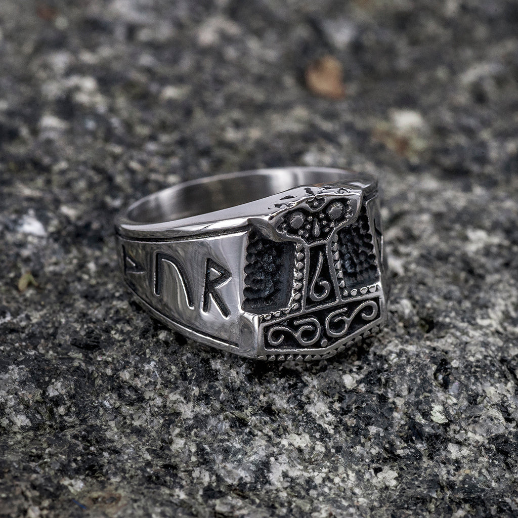 Rings - Mjolnir Ring, Stainless Steel - Grimfrost.com
