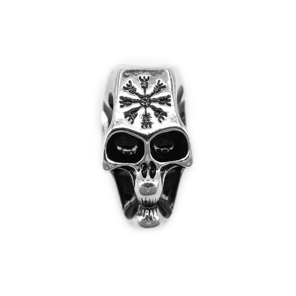 Beard Rings - XL Beard Ring, Shiny Silver Skull - Grimfrost.com