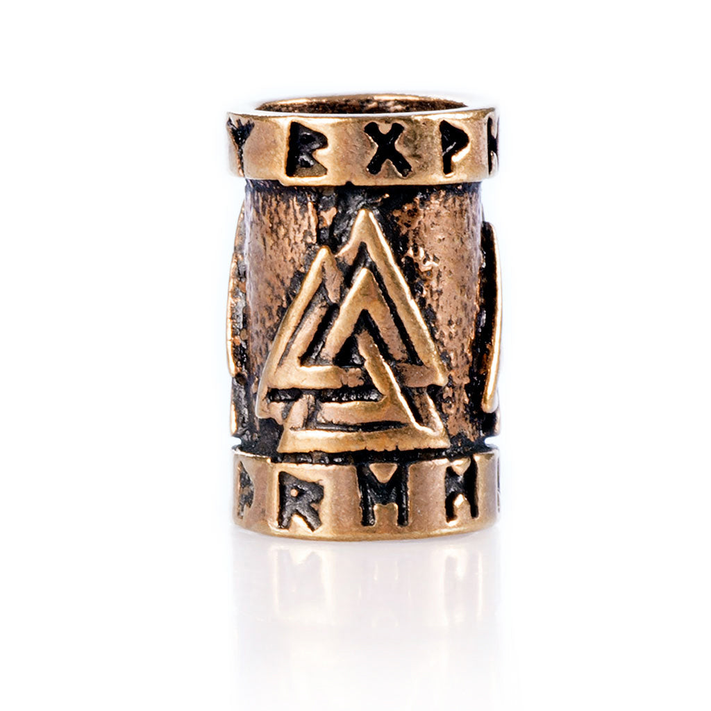 Beard Rings - Valknut Beard Ring, Bronze - Grimfrost.com