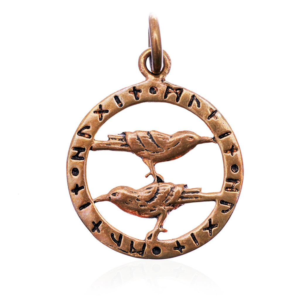 Pendants - Huginn & Muninn Amulet, Bronze - Grimfrost.com