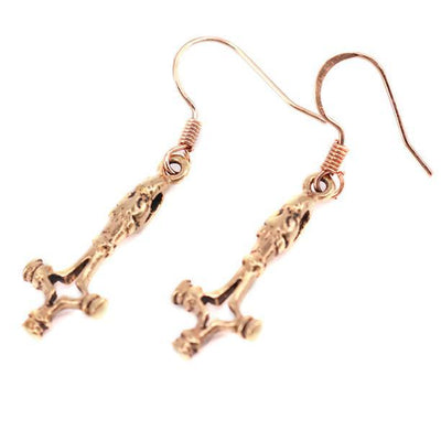 Earrings - Wolf Hammer Earrings, Bronze - Grimfrost.com