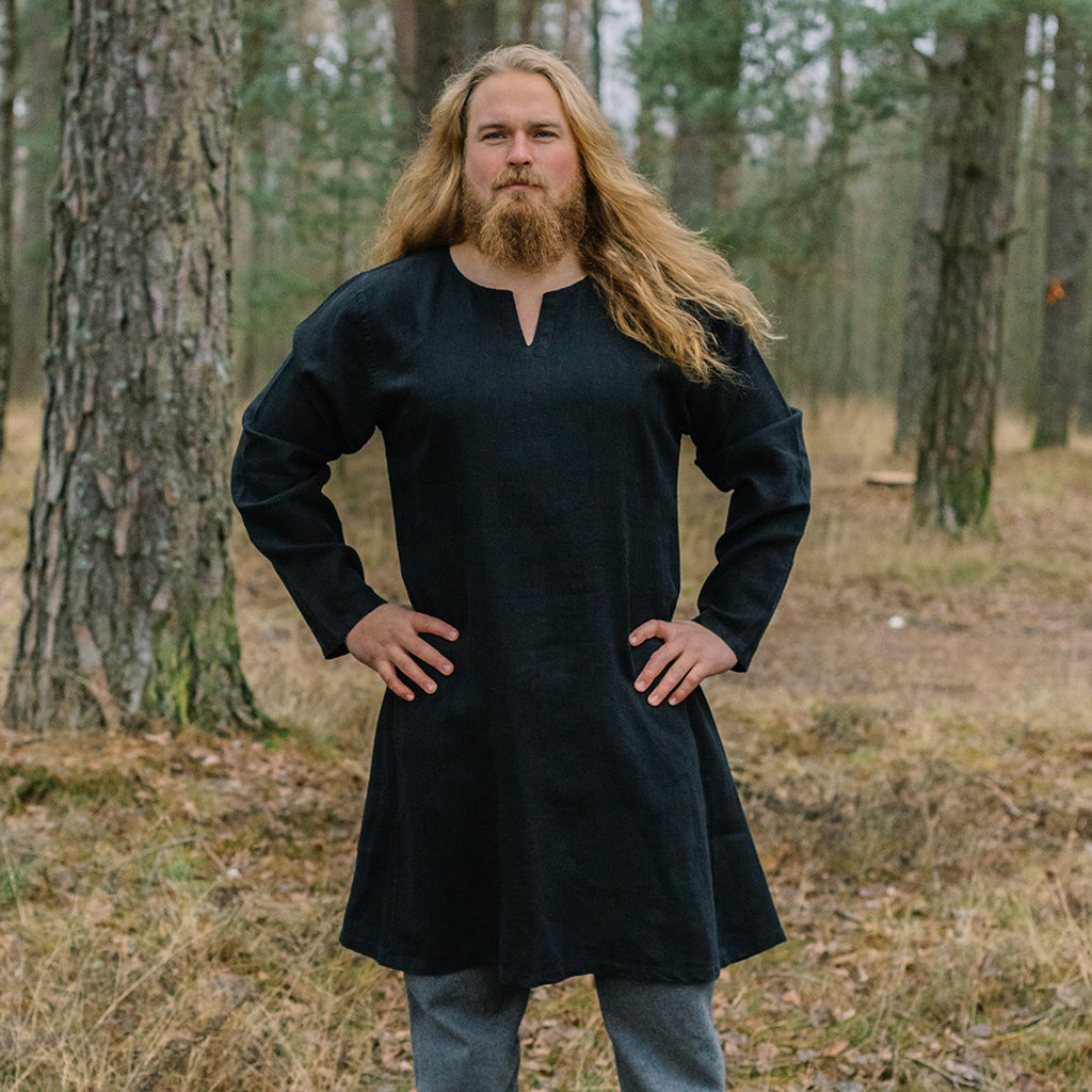 Long Viking tunic Hvitserk, black 