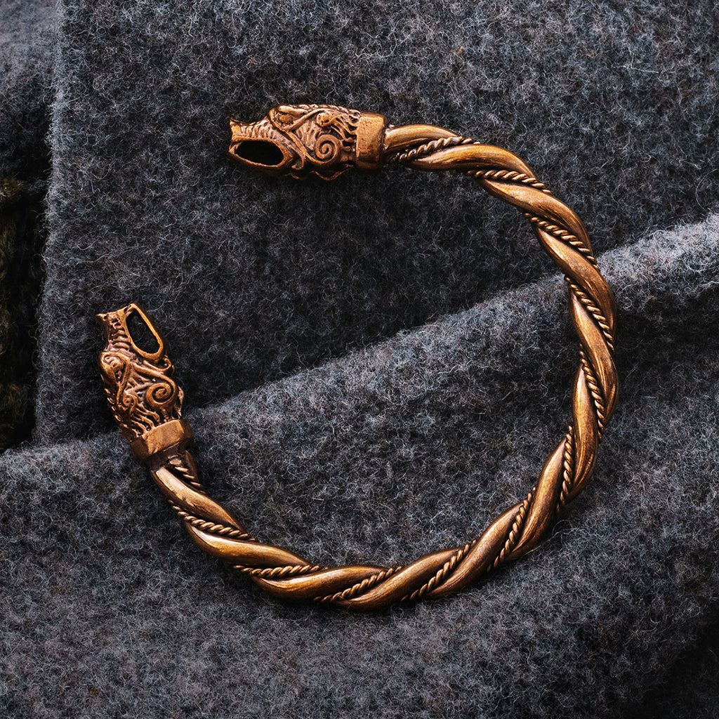 Arm Rings - Hati & Sköll Armring, Bronze - Grimfrost.com