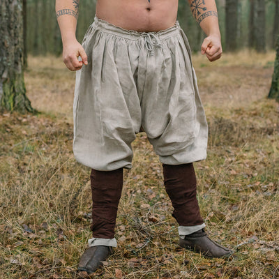 Premium Viking Pants - Authentic Cut in Cotton with Leg Lacing (Brown)