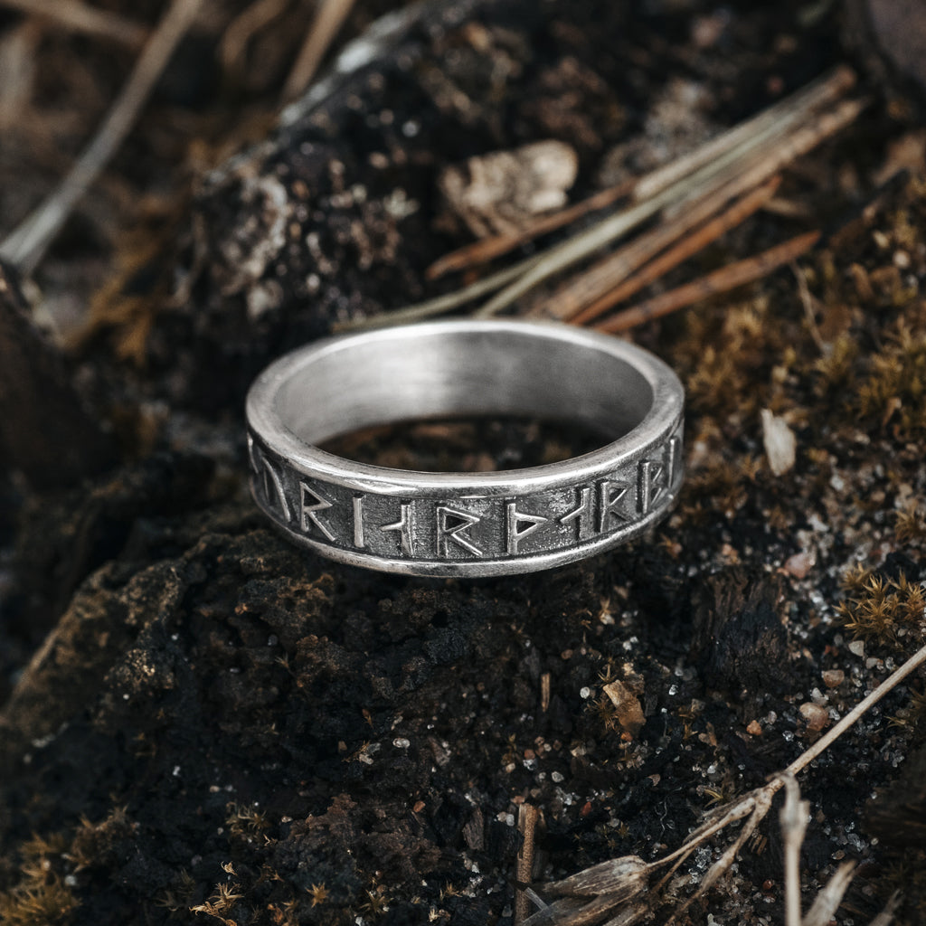 Rings - Thor Rune Band Ring, Silver - Grimfrost.com